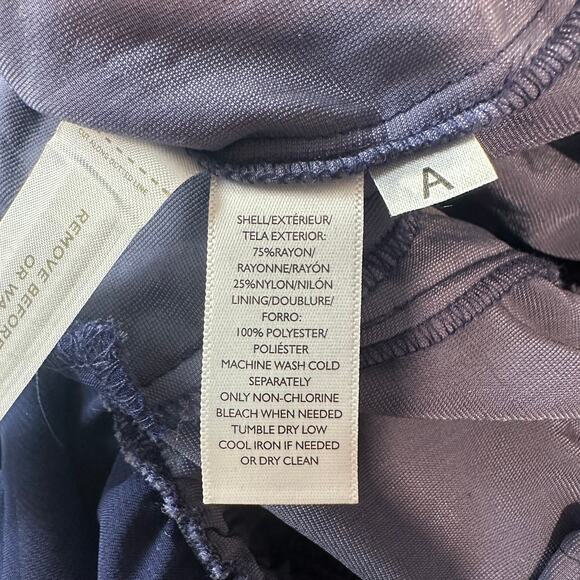 Ann Taylor LOFT Halter Crushed Velvet Jumpsuit Tie Back Straight Leg Blue Petite - Picture 12 of 13